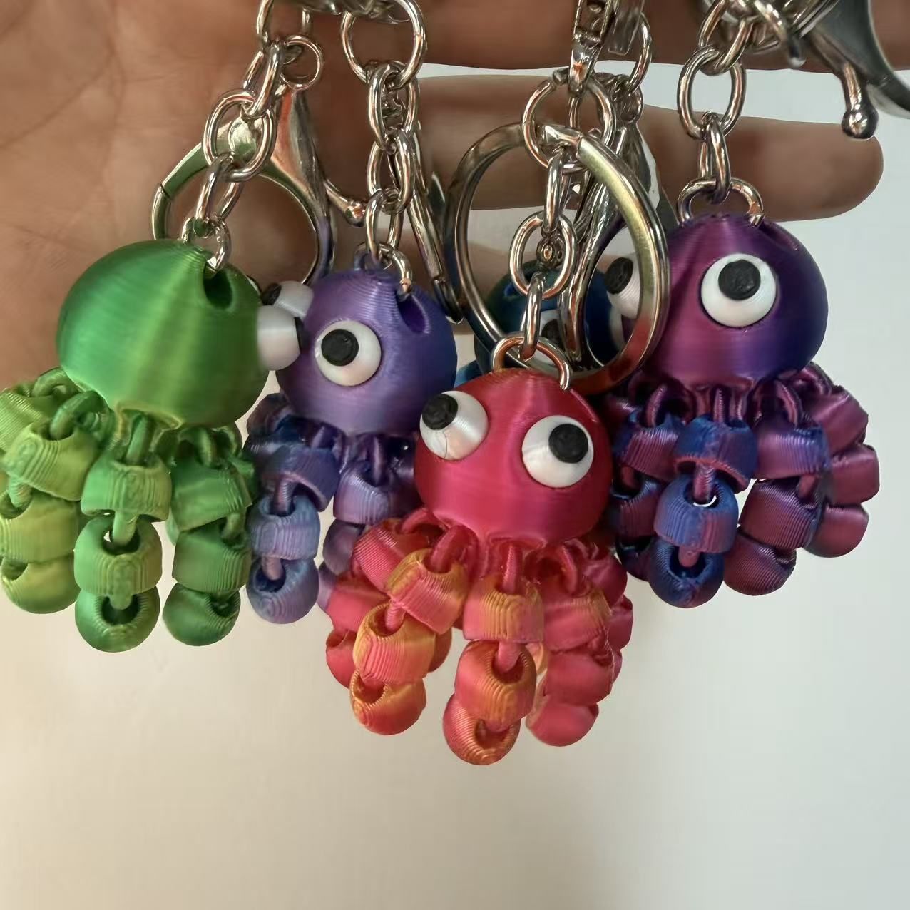 Cute 3D Octopus Keychain, Flexible Dream Blue, Car & Bag Charm