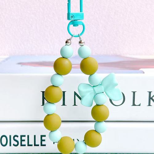 Blue Beaded Charm Keychain & Phone Strap Cute Bag Decor