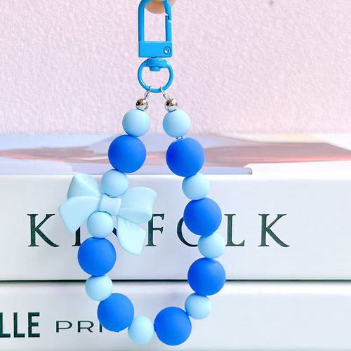 Blue Beaded Charm Keychain & Phone Strap Cute Bag Decor